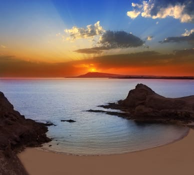 Lanzarote Playa Papagayo beach sunset in Canary islands