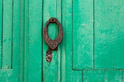 Lanzarote Teguise green door detail in Canary Islands