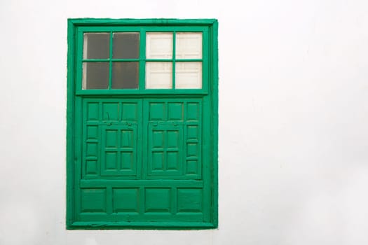 Lanzarote Teguise green window detail in Canary Islands