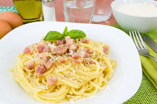 pasta with eggs and bacon
