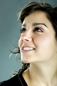 A close-up portrait of a beautiful young and attractive woman