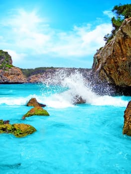 surge of waves in a bay