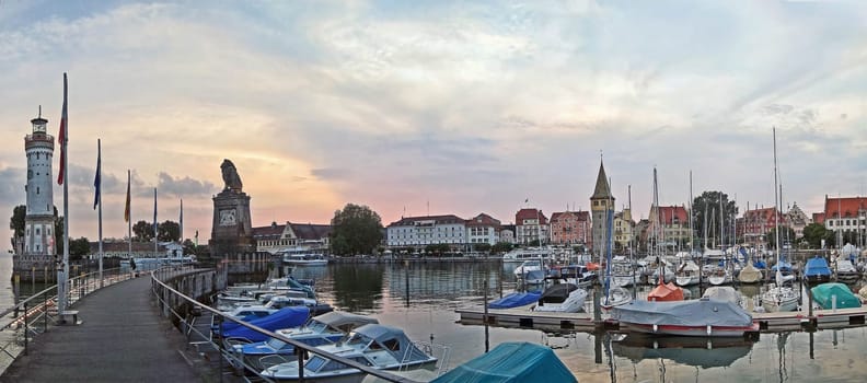 South german harbor town Lindau at Lake Constance