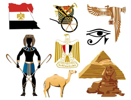 Vector Illustration of several Egyptian icons and symbols.
