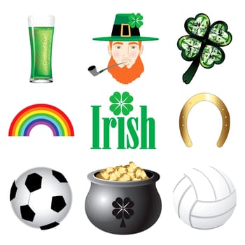Vector Illustration for Ireland. Irish Button Icons