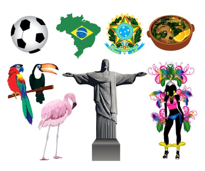 Vector Illustration of several Brazilian icons and symbols.