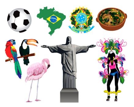 Vector Illustration of several Brazilian icons and symbols.