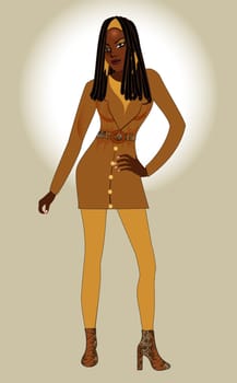 Vector Illustration of Fall and Winter fashion model woman.