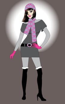 Vector Illustration of Fall and Winter fashion model Silhouettes.
