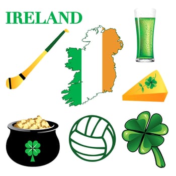Vector Illustration for Ireland. Irish Button Icons