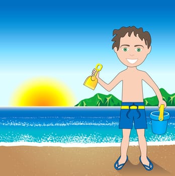 Vector Illustration of a Beach Sand Boy Background.