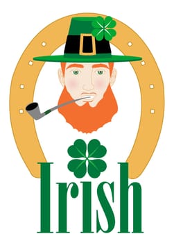 Vector Illustration for St. Patricks Irish Design with Leprechaun.