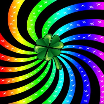 Vector Illustration for St Patricks Day. Rainbow sparkle shamrock.