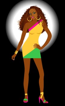 Vector Illustration of spring summer fashion model woman.