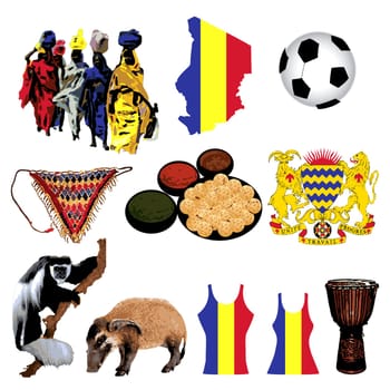 Vector Illustration for Chad of 10 icons.