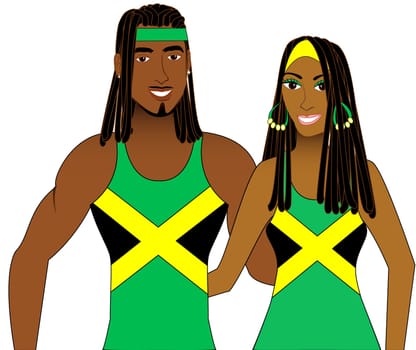 Vector llustration of Jamaican People in Tank Tops for men and women.