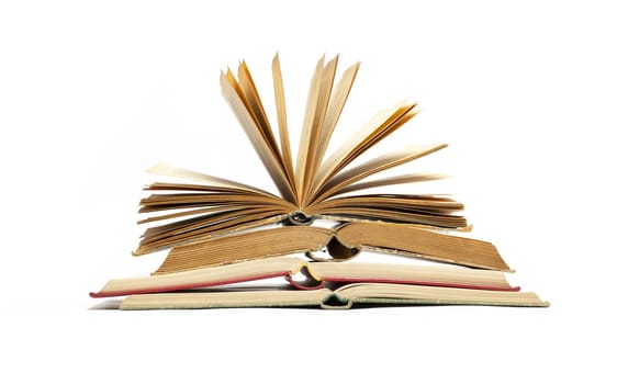 Open Old Antique Books isolated on white