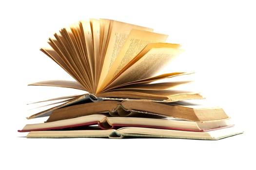 Open Old Antique Books isolated on white