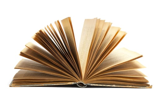 Open Old Antique Book isolated on white