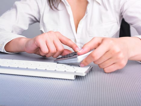 Woman in Business suit Analyzing data and plan