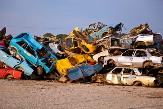 Old Junk Cars On Junkyard