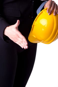 Woman Architect with hardhat Ready For Handshaking