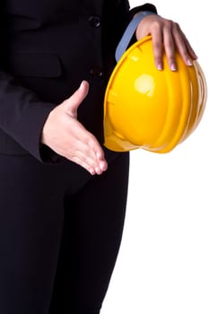 Woman Architect with hardhat Ready For Handshaking