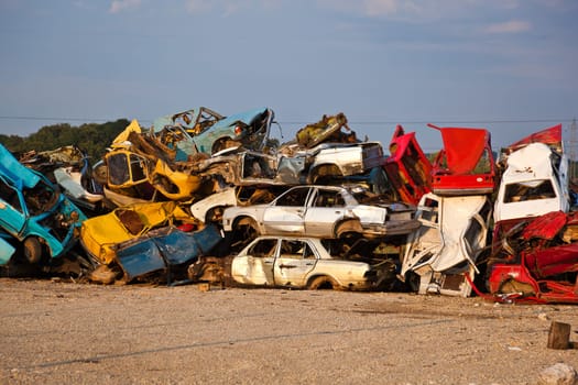 Old Junk Cars On Junkyard