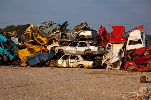 Old Junk Cars On Junkyard