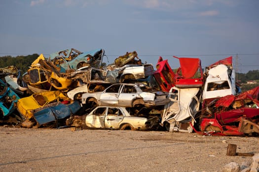 Old Junk Cars On Junkyard