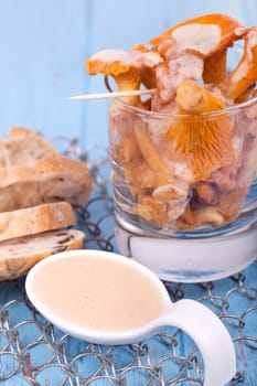 Chanterelles in a glass