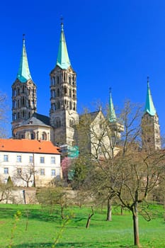 Bamberg Cathedral,view from the cathedral grounds,Bavaria,Germany