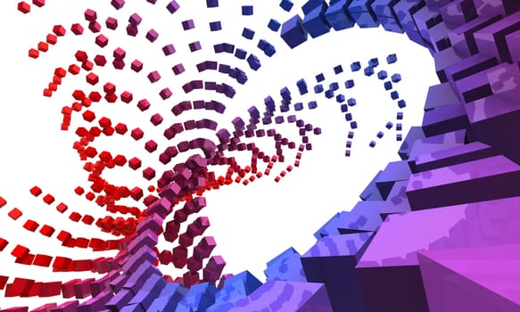 3D Background - Flying Cube Spiral Blue Red 1