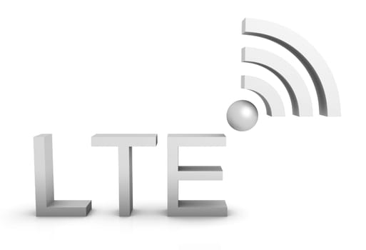 LTE Symbol in 3D - White