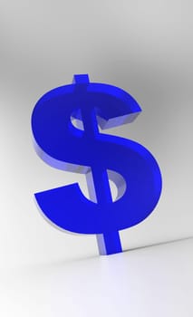 Big Dollar Symbol - Blue Glass