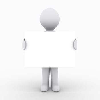 3d person is holding a blank sign
