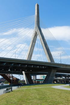 Zakim bridge from Paul Revere park in Boston, Massachusetts - USA