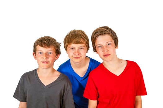 three happy friends enjoy life