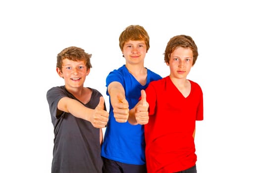 three happy friends enjoy life