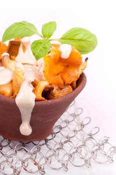 Chanterelles with dip