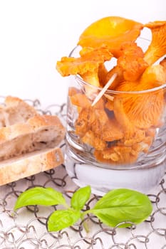 Chanterelles prepared in a jar