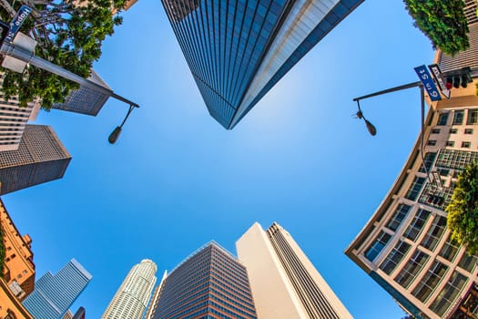 perspective of skyscraper downtown los Angeles