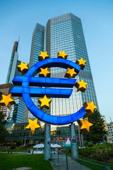 Euro Symbol in Frankfurt by night