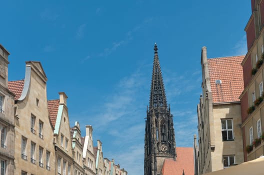 view on the Lamberti church tower in Munster
