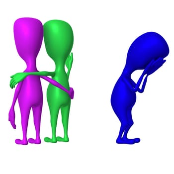 View puppet talking and one cry from side