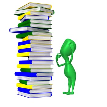3d puppet amazingly looking on unstable book column