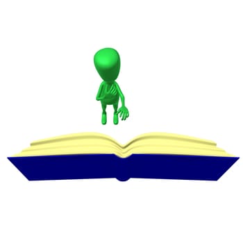Over view one 3d puppet reading big book