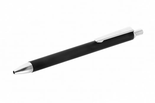 black ball pen with silver details isolated on white background