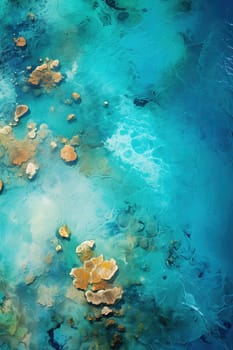 Top view of beautiful turquoise ripple on the sea surface and seabed via crystal clear blue water