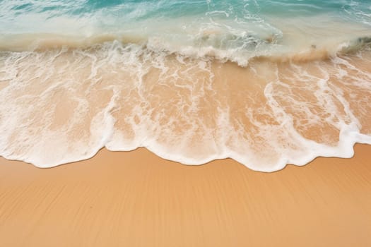 Beautiful beach with yellow sand and tropical blue sea. View from above.